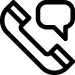 Schwarz-weißes Symbol für den CombiSupport. Es zeigt einen Telefonhörer und eine Sprechblase, die auf Kommunikation und Unterstützung hinweisen.