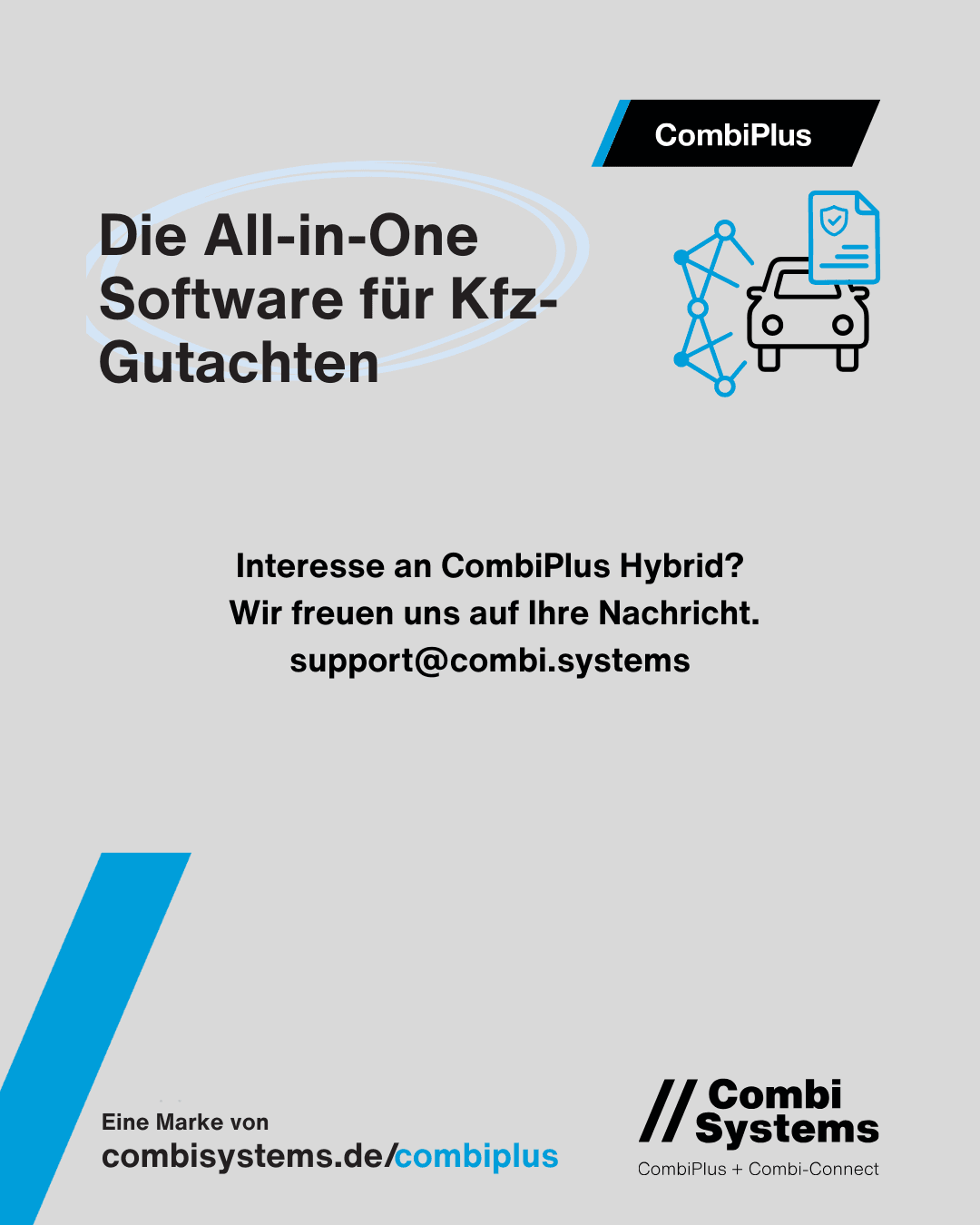 nformationsgrafik zu CombiPlus Hybrid als All-in-One-Software für Kfz-Gutachten mit Kontaktmöglichkeit